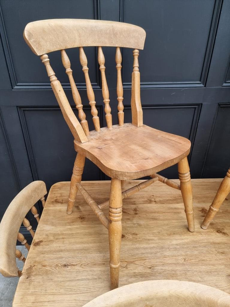 A pine kitchen table and six chairs, the table 152cm long. - Image 3 of 5