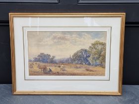 J S Gresley, 'The Hay Harvest', signed and dated 1865, watercolour, 25 x 43cm.