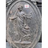 A neoclassical style cast iron relief plaque, 50 x 32cm.