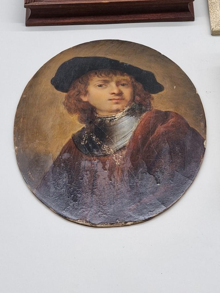 An interesting group of portrait miniatures and similar, to include after Rembrandt, self - Image 2 of 6