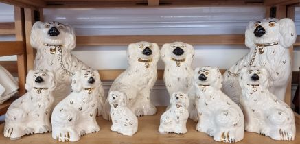 Five pairs of Royal Doulton Spaniels, largest 25.5cm. (10)