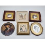 An interesting group of portrait miniatures and similar, to include after Rembrandt, self