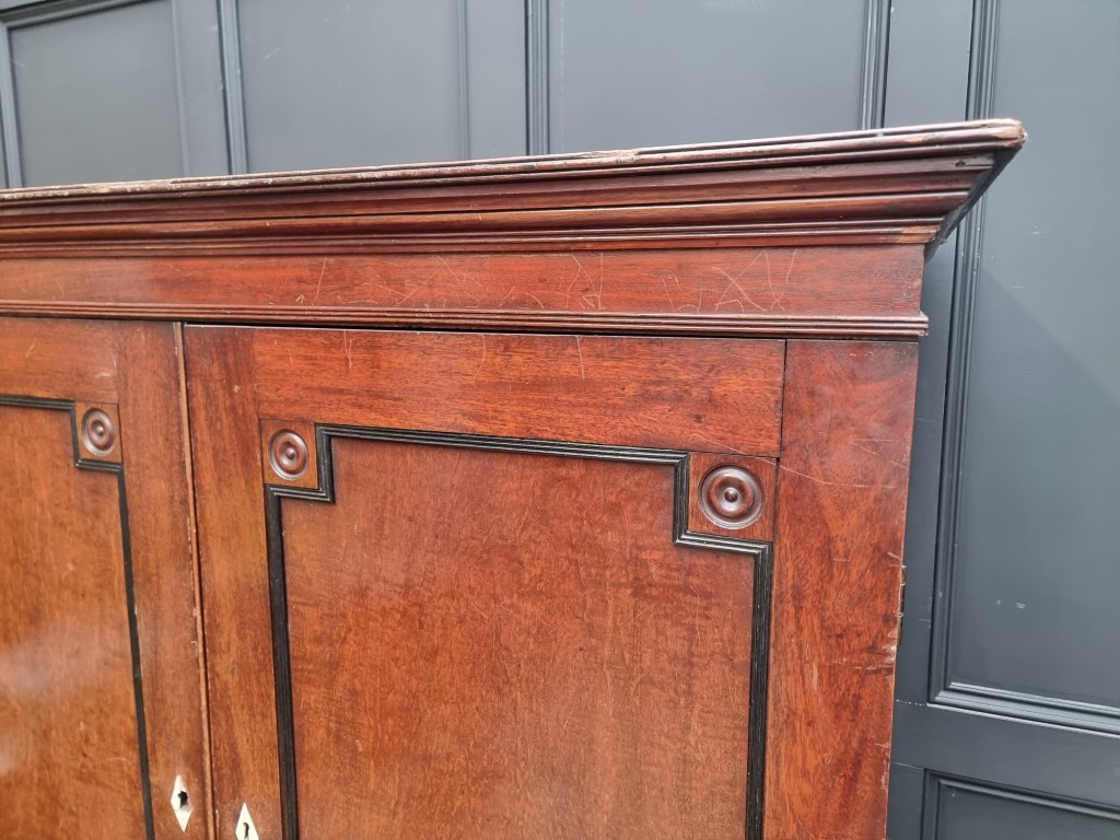 A George IV mahogany linen press, labelled 'R Snowdon, Cabinet Maker & Appraiser, Northallerton', - Image 7 of 7