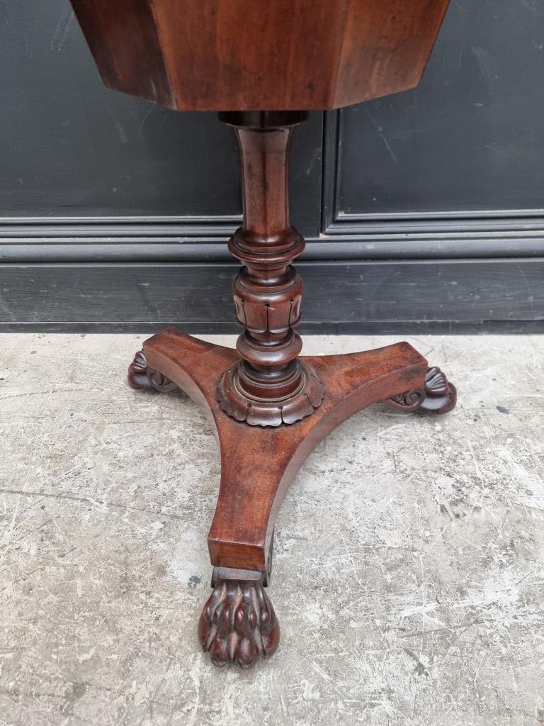 A Victorian mahogany octagonal trumpet work table, 42cm wide. - Image 4 of 4