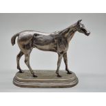 An electroplated race horse, 24.5cm high.