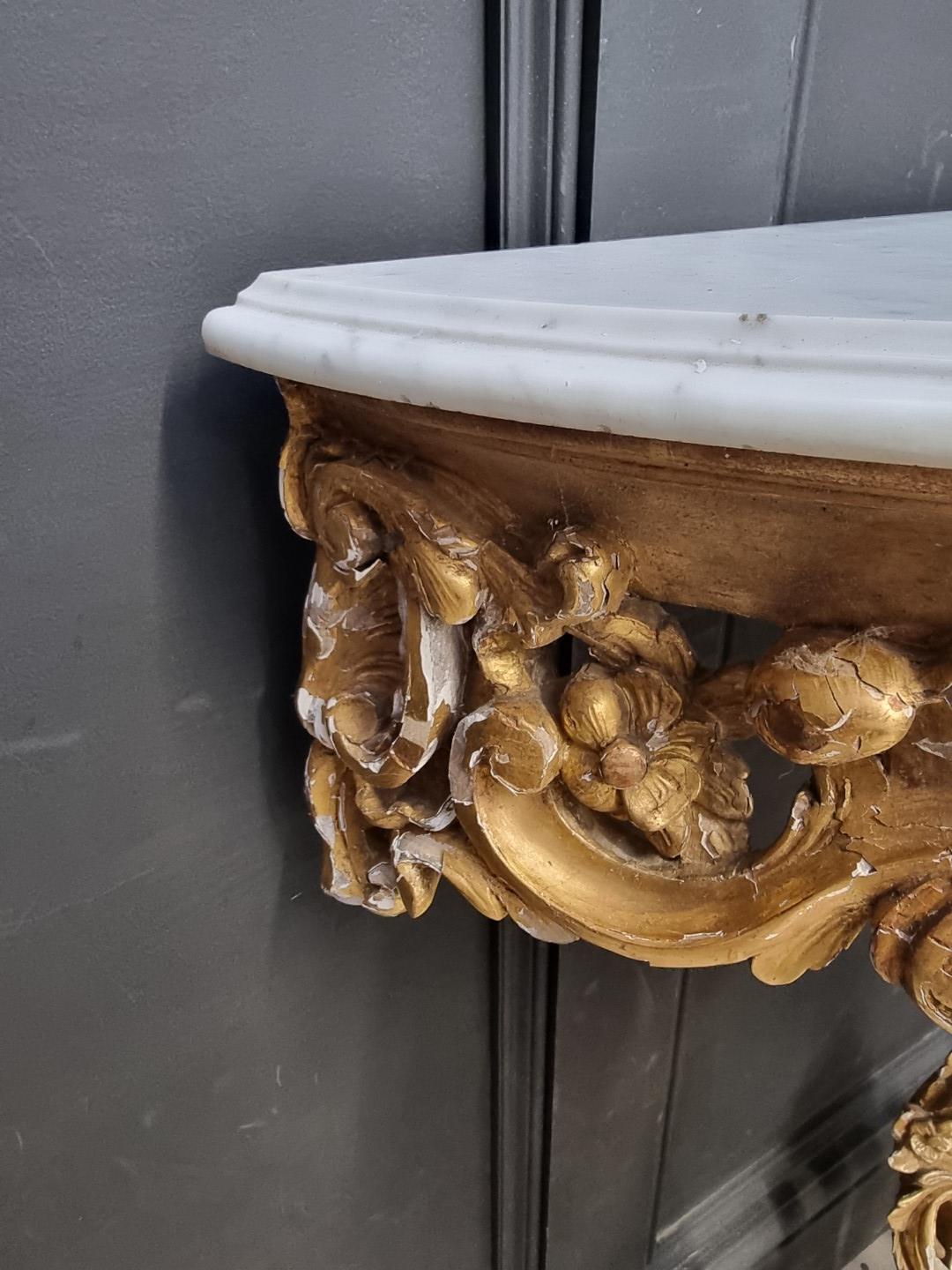 A 19th century, Louis XV style, carved giltwood and marble top console table, 97cm high x 96.5cm - Image 9 of 12