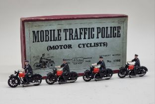 Britains: Mobile Traffic Police (Motor Cyclists), No:1792, four vintage lead figures, in original