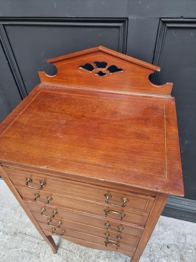 An Edwardian mahogany and line inlaid music cabinet, 52cm wide. - Image 2 of 4