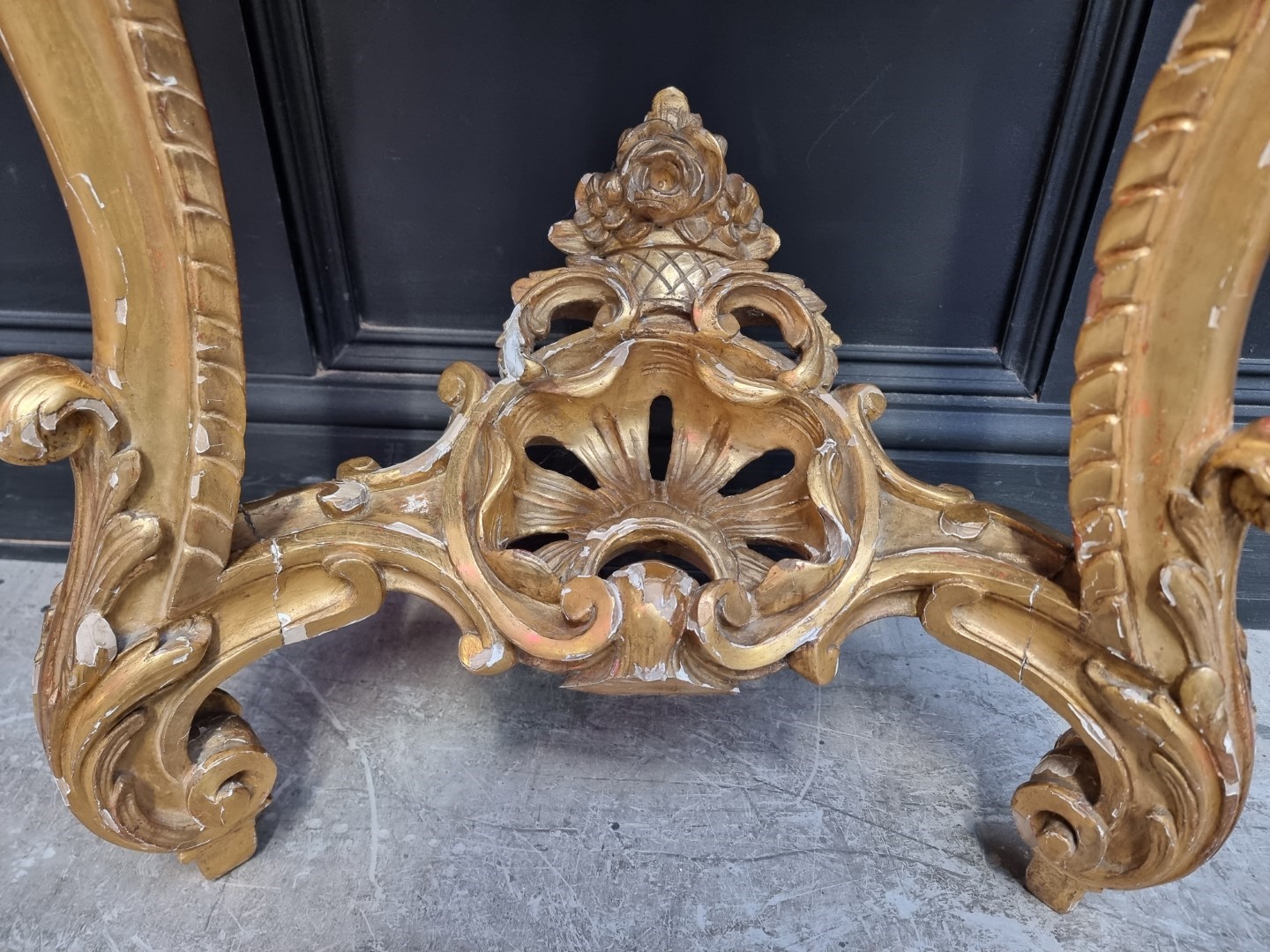 A 19th century, Louis XV style, carved giltwood and marble top console table, 97cm high x 96.5cm - Image 7 of 12