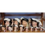 A collection of Royal Doulton musketeers character jugs. (12)