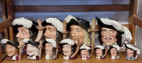 A collection of Royal Doulton musketeers character jugs. (12)