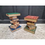 Two similar novelty 'book stand' occasional tables, largest 51cm high. (2)