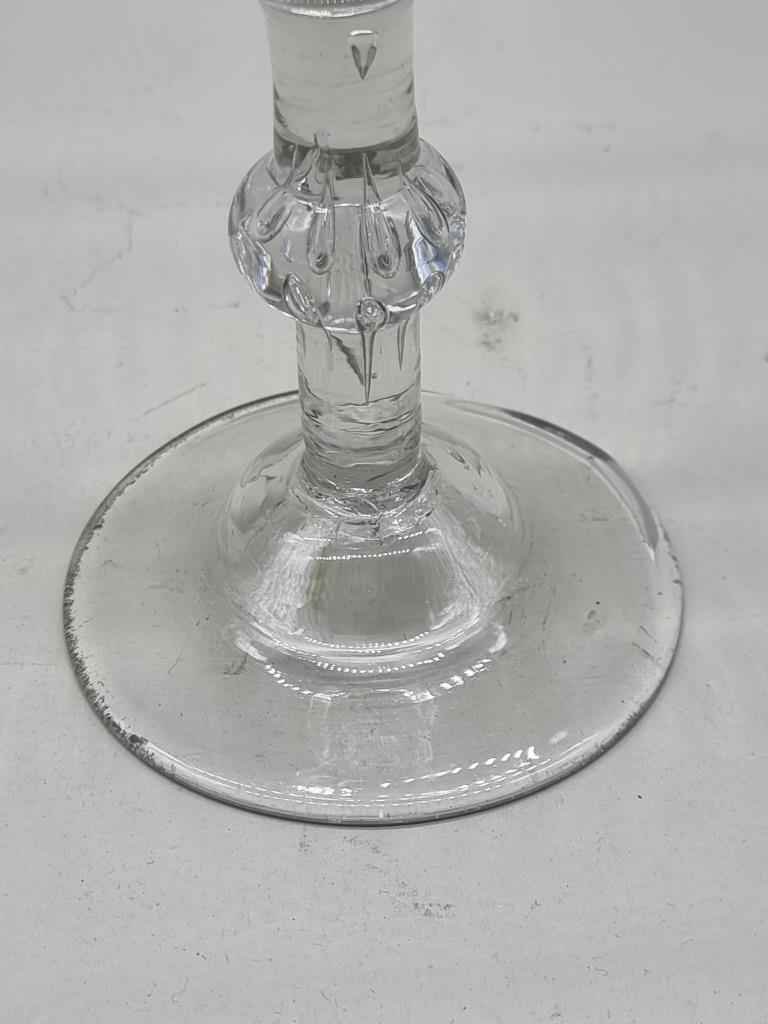 An 18th century beaded knop wine glass, 16.5cm high, (irregular foot rim). - Image 4 of 4