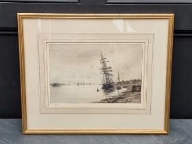 William Lionel Wyllie, 'Beached Schooner, Thames Estuary', signed in pencil, etching, pl.23 x 35.