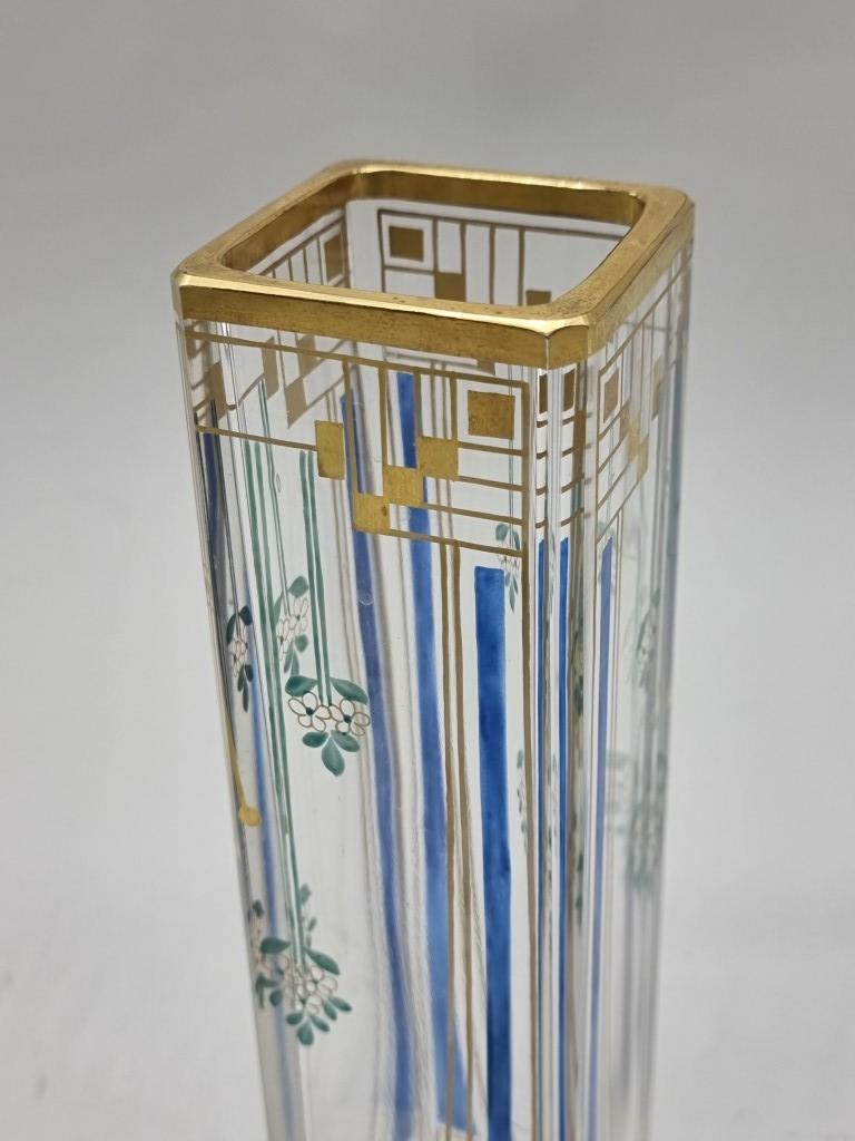 An interesting Secessionist clear and gilt glass vase, possibly Legras, 22.5cm high. - Image 6 of 7