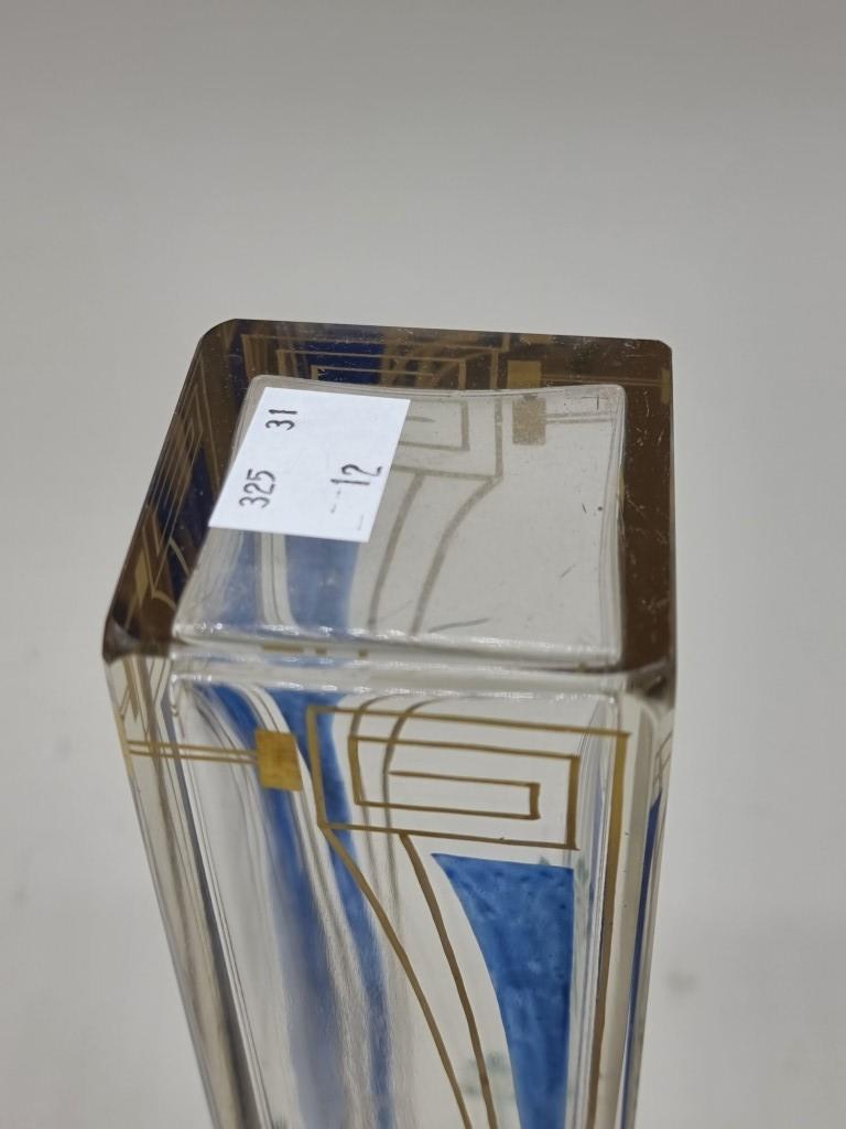 An interesting Secessionist clear and gilt glass vase, possibly Legras, 22.5cm high. - Image 7 of 7