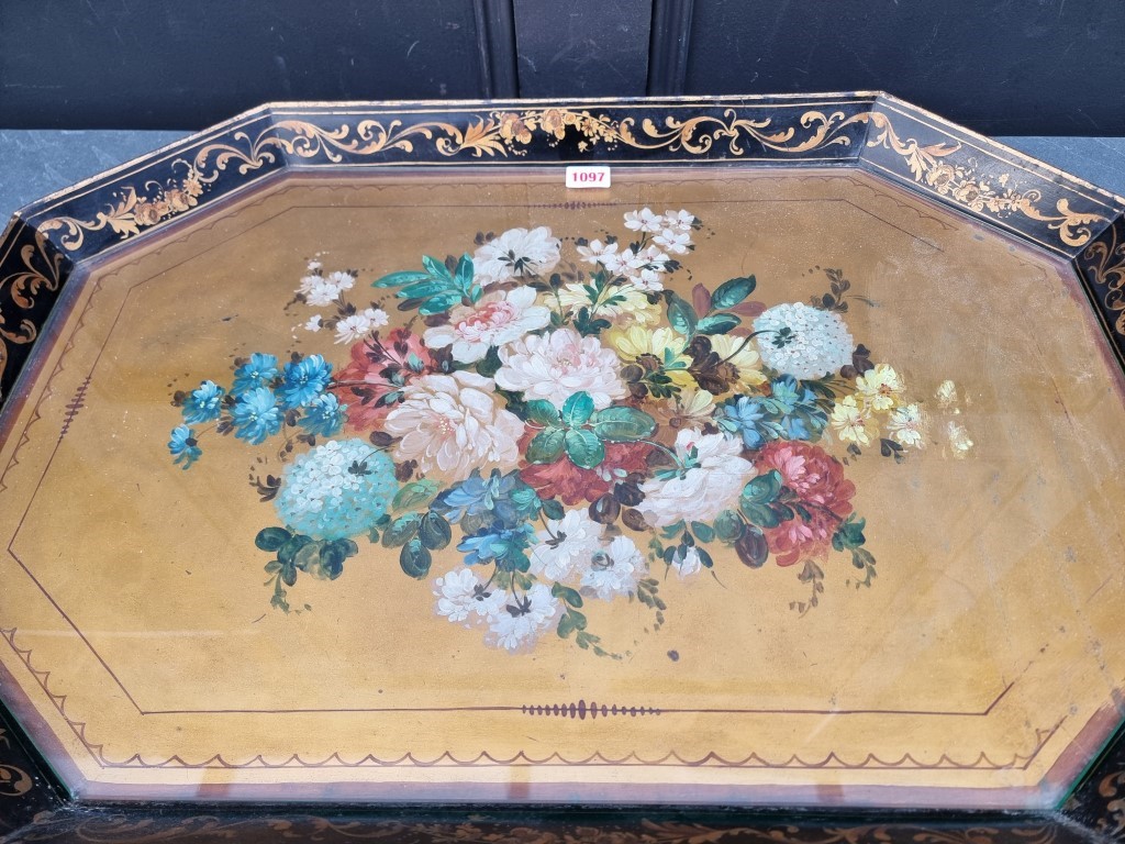 A 19th century toleware tray, 70cm wide. - Image 2 of 2