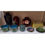 A collection Chinese and Japanese cloisonne and canton enamel, to include Ando Jubei examples,