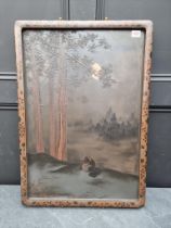 A Japanese lacquer panel, Meiji, the whole 70 x 49cm.