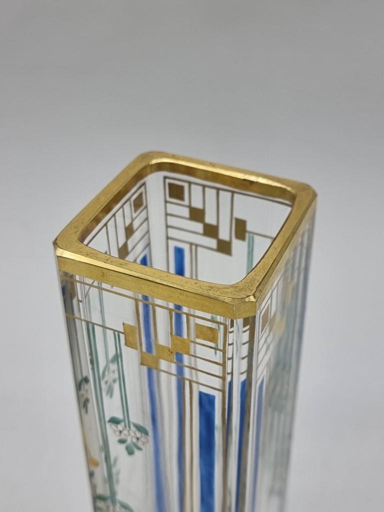 An interesting Secessionist clear and gilt glass vase, possibly Legras, 22.5cm high. - Image 2 of 7