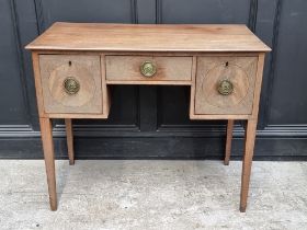 A George III mahogany kneehole side table, 94.5cm wide.