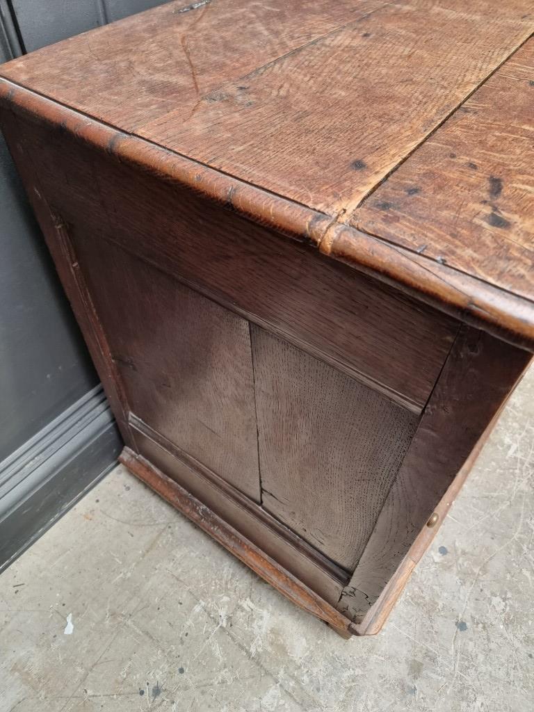 A late 17th century panelled oak and parquetry mule chest, 129.5cm wide. - Image 11 of 11