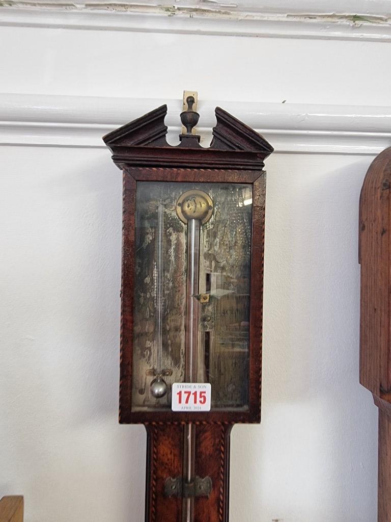 A George III mahogany and chequer strung stick barometer, the silvered dial inscribed 'Somalvico & - Image 3 of 3