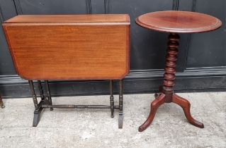 An Edwardian mahogany Sutherland table, 68.5cm wide; together with a Victorian mahogany tripod table