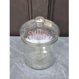 Advertising: an unusual vintage 'Smith's Crisps' glass jar and cover, 25.5cm high.