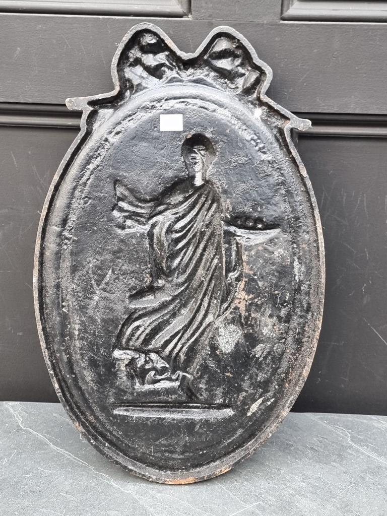 A neoclassical style cast iron relief plaque, 50 x 32cm. - Image 3 of 3