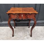 A 19th century Continental mahogany work table, with sliding top, 57cm wide.