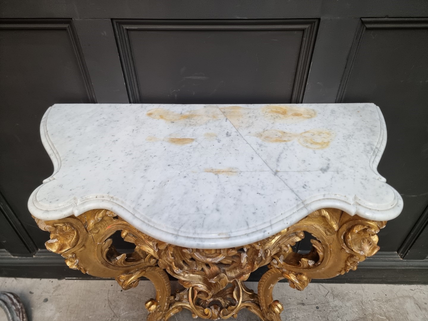 A 19th century, Louis XV style, carved giltwood and marble top console table, 97cm high x 96.5cm - Image 2 of 12