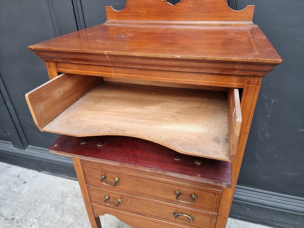 An Edwardian mahogany and line inlaid music cabinet, 52cm wide. - Image 4 of 4