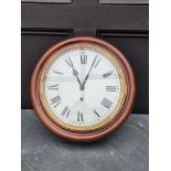 A mahogany wall clock, with 12in dial, with pendulum.