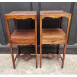 Two similar Georgian mahogany shaving stands, largest 34.5cm wide. (2)