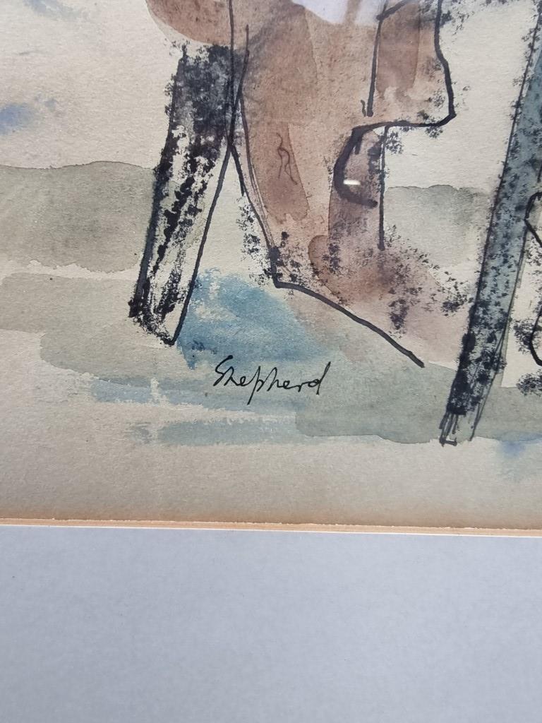 Sydney d'Horne Shepherd, seated model, signed, inscribed on exhibition label verso, watercolour, - Image 4 of 9