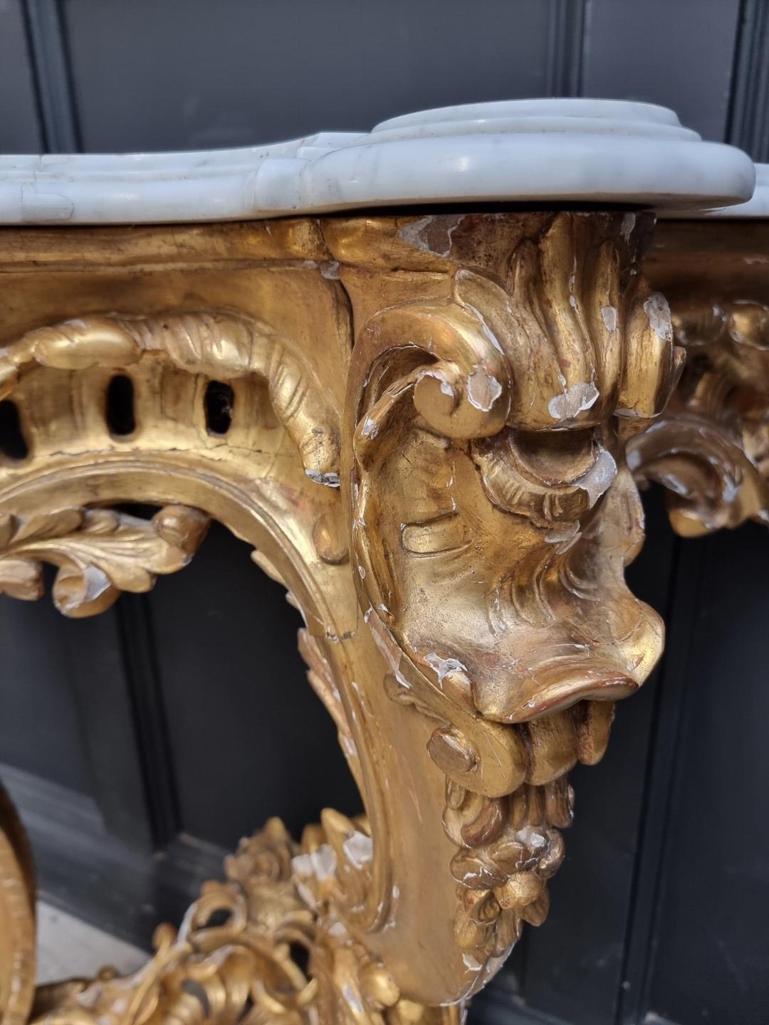 A 19th century, Louis XV style, carved giltwood and marble top console table, 97cm high x 96.5cm - Image 5 of 12