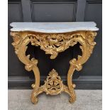A 19th century, Louis XV style, carved giltwood and marble top console table, 97cm high x 96.5cm