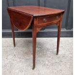 A George III mahogany and inlaid bowfront Pembroke table, 98cm when open.
