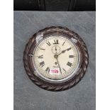 A Smiths ropetwist frame wall clock, 23.5cm diameter.