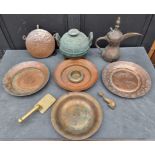 A mixed group of metalware.