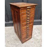 A small 1920s oak filing chest, labelled 'The Office Speciality MFG Co, Toronto...', 79.5cm high x