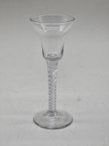 An 18th century mercury twist wine glass, with double ogee bowl, 15.5cm high.