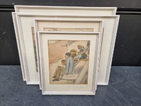 Eileen Robey, five works, one signed, watercolour, largest 27 x 38cm. (5)