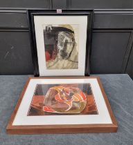 Adrian Ryan, head study, watercolour, 33 x 25.5cm; together with a watercolour by Patricia