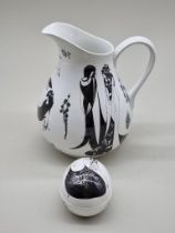 A Poole 'Beardsley Collection' jug, 21.5cm high; together with a matching egg form box and cover,