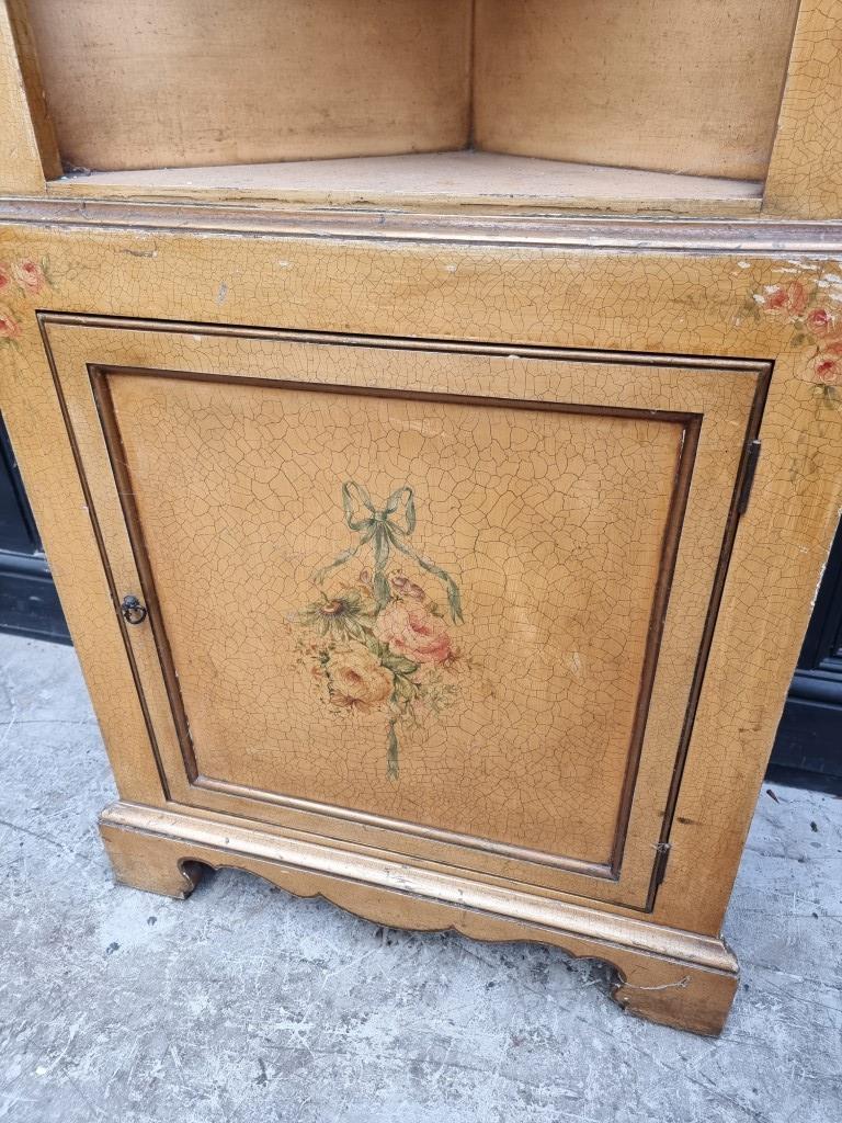 An 18th century style gilt painted standing corner cupboard, 69cm wide. - Image 3 of 5