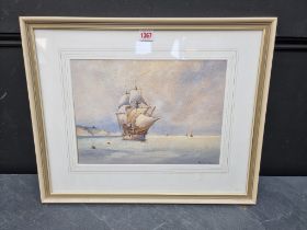 Francis Leke, 'The Nonsuch off Falmouth' signed, titled verso, watercolour, 25.5 x 35.5cm.