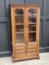 A late 19th century Continental walnut bookcase, 90cm wide.