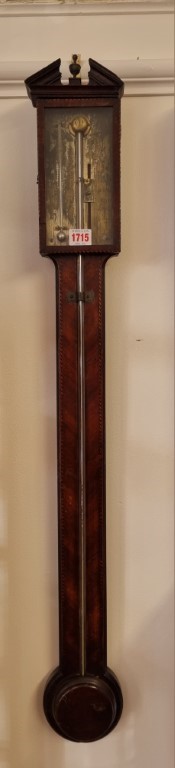 A George III mahogany and chequer strung stick barometer, the silvered dial inscribed 'Somalvico &